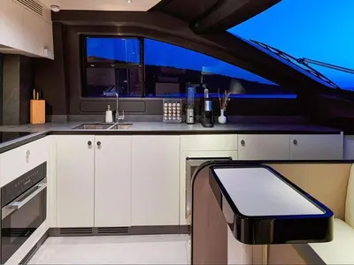 Galley of OMR Group, a Azimut 78 Fly motor yacht at Podstrana - Miljevac, Croatia