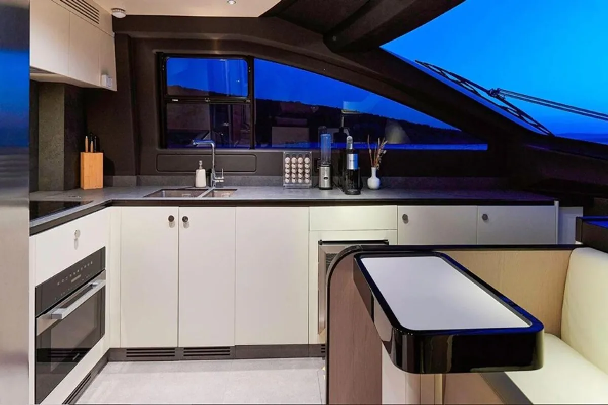 Galley of OMR Group, a Azimut 78 Fly motor yacht at Podstrana - Miljevac, Croatia