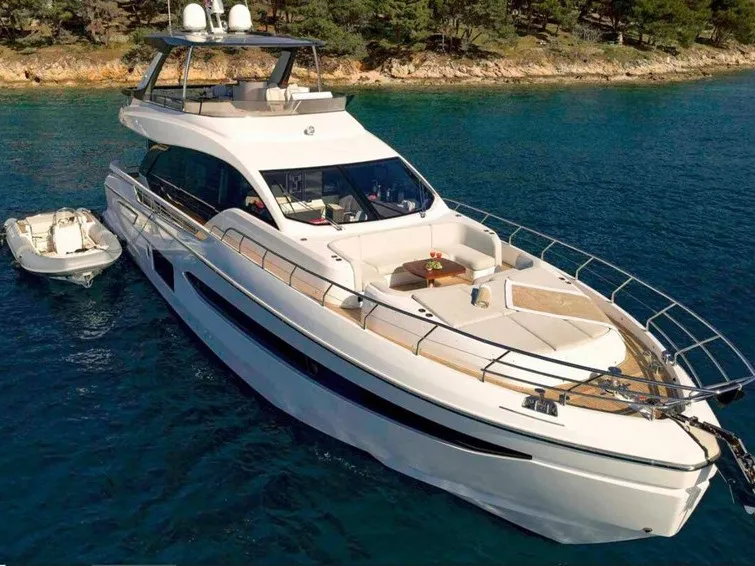 Exterior view of OMR Group, a Azimut 78 Fly motor yacht at Podstrana - Miljevac, Croatia