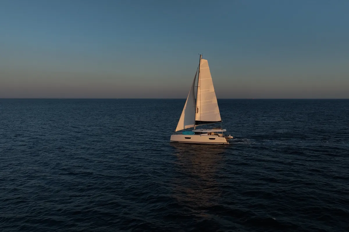 Exterior view of AQUARELLA, a Fountaine Pajot Tanna 47 catamaran at Lavreotiki Municipal Unit, Greece