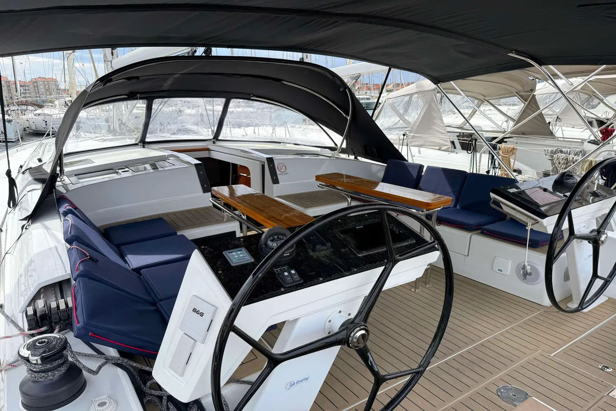 Cockpit of Venus, a Hanse 460 sailboat at Grad Biograd na Moru, Croatia