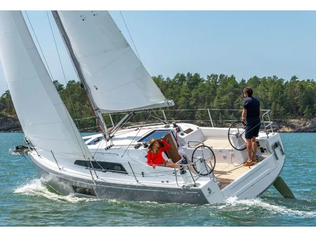 Exterior view of Giugi, a Beneteau Oceanis 30.1 sailboat at Tonnarella, Italy