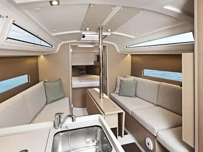 Salon of Giugi, a Beneteau Oceanis 30.1 sailboat at Tonnarella, Italy
