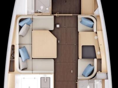 Floor plan of Thalassa Nova, a Jeanneau Sun Odyssey 415 sailboat at Split, Croatia