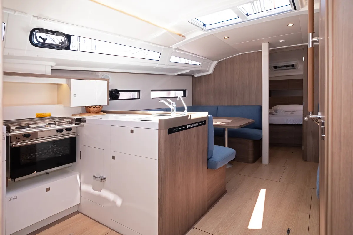 Galley of Thalassa Nova, a Jeanneau Sun Odyssey 415 sailboat at Split, Croatia