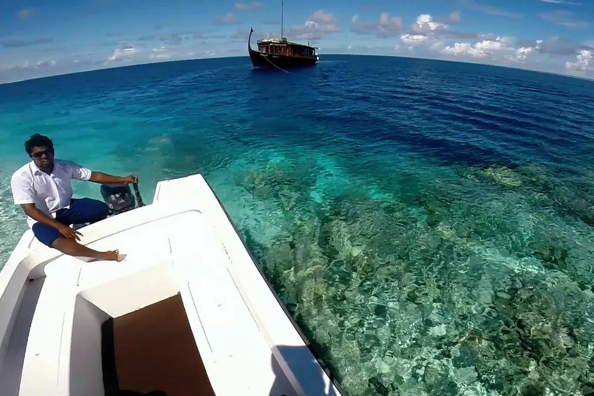 Exterior view of Stella 2, a Gulet Wooden motor yacht sailboat at Malé, Maldives
