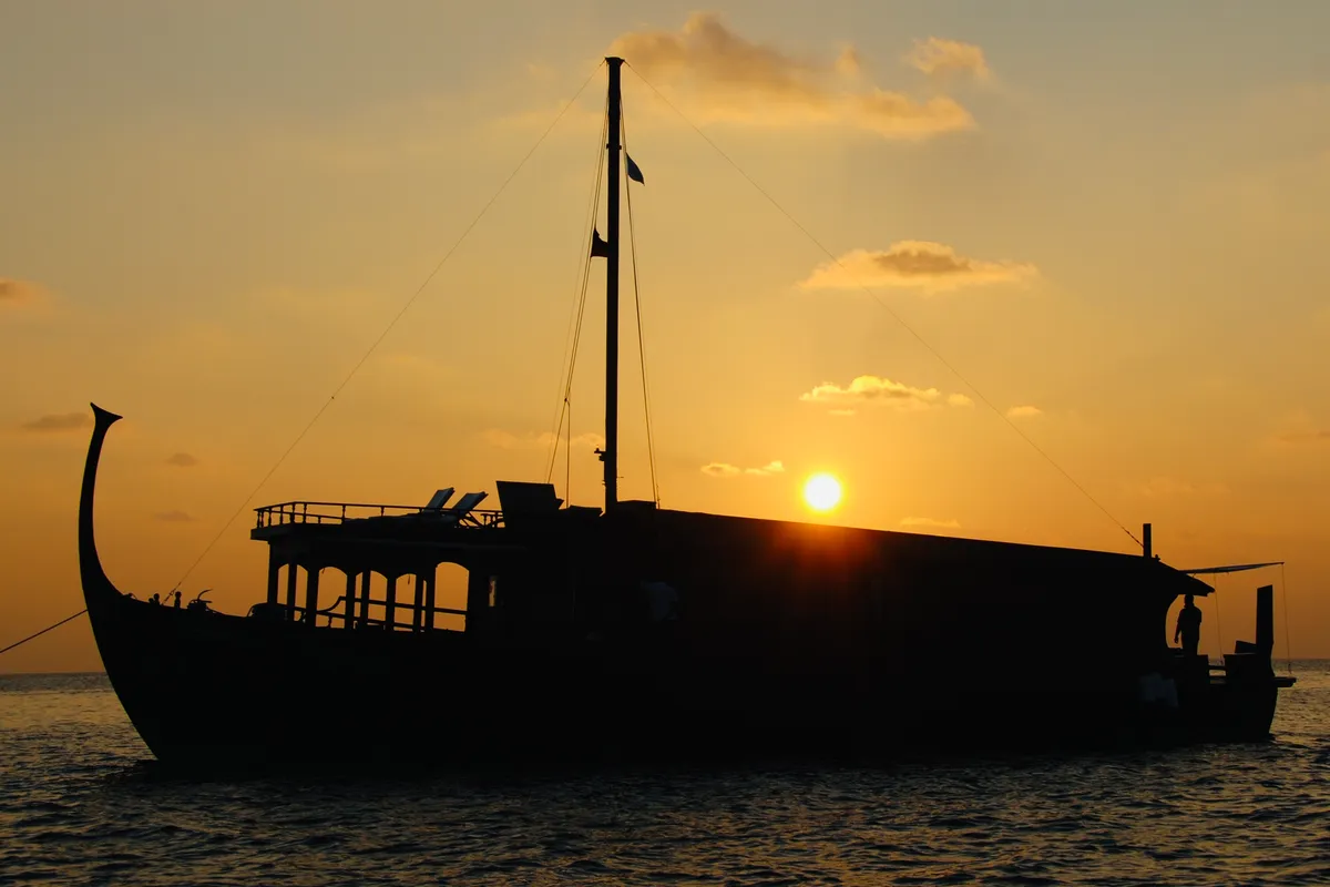 Exterior view of Stella 2, a Gulet Wooden motor yacht sailboat at Malé, Maldives
