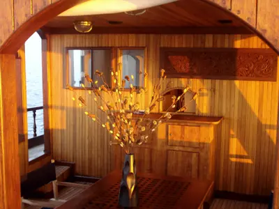 Salon of Stella 2, a Gulet Wooden motor yacht sailboat at Malé, Maldives