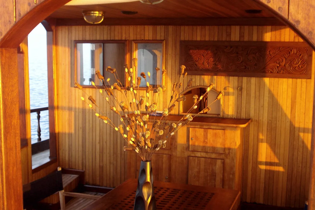 Salon of Stella 2, a Gulet Wooden motor yacht sailboat at Malé, Maldives