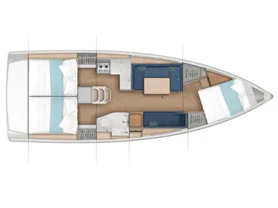 Floor plan of Maitai, a Jeanneau Sun Odyssey 380 sailboat at Nieuwpoort, Belgium