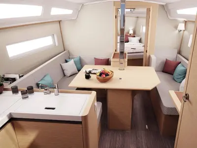 Salon of Maitai, a Jeanneau Sun Odyssey 380 sailboat at Nieuwpoort, Belgium