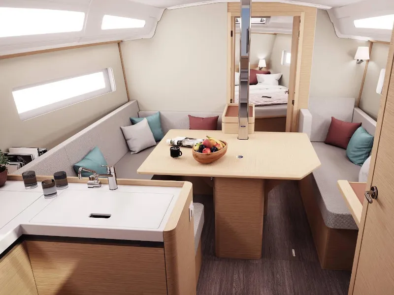 Salon of Maitai, a Jeanneau Sun Odyssey 380 sailboat at Nieuwpoort, Belgium