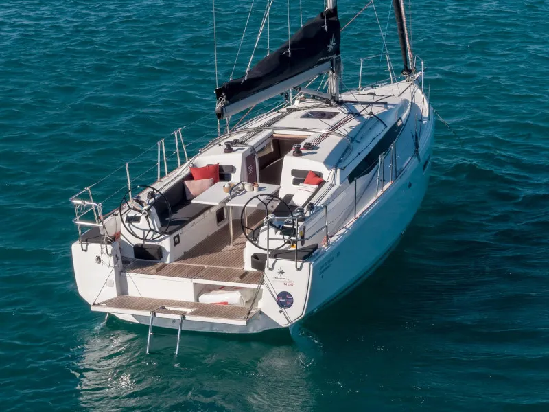 Exterior view of Maitai, a Jeanneau Sun Odyssey 380 sailboat at Nieuwpoort, Belgium
