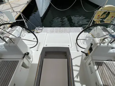 Cockpit of Simba, a Beneteau Oceanis 41.1 sailboat at Ibiza, Spain