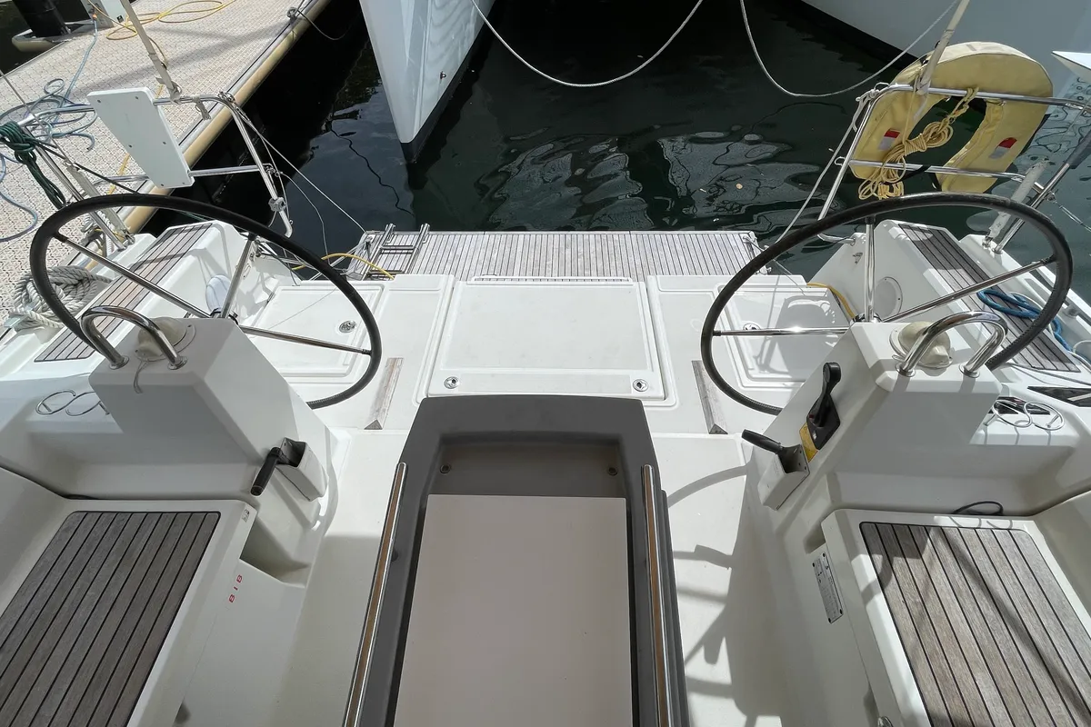 Cockpit of Simba, a Beneteau Oceanis 41.1 sailboat at Ibiza, Spain
