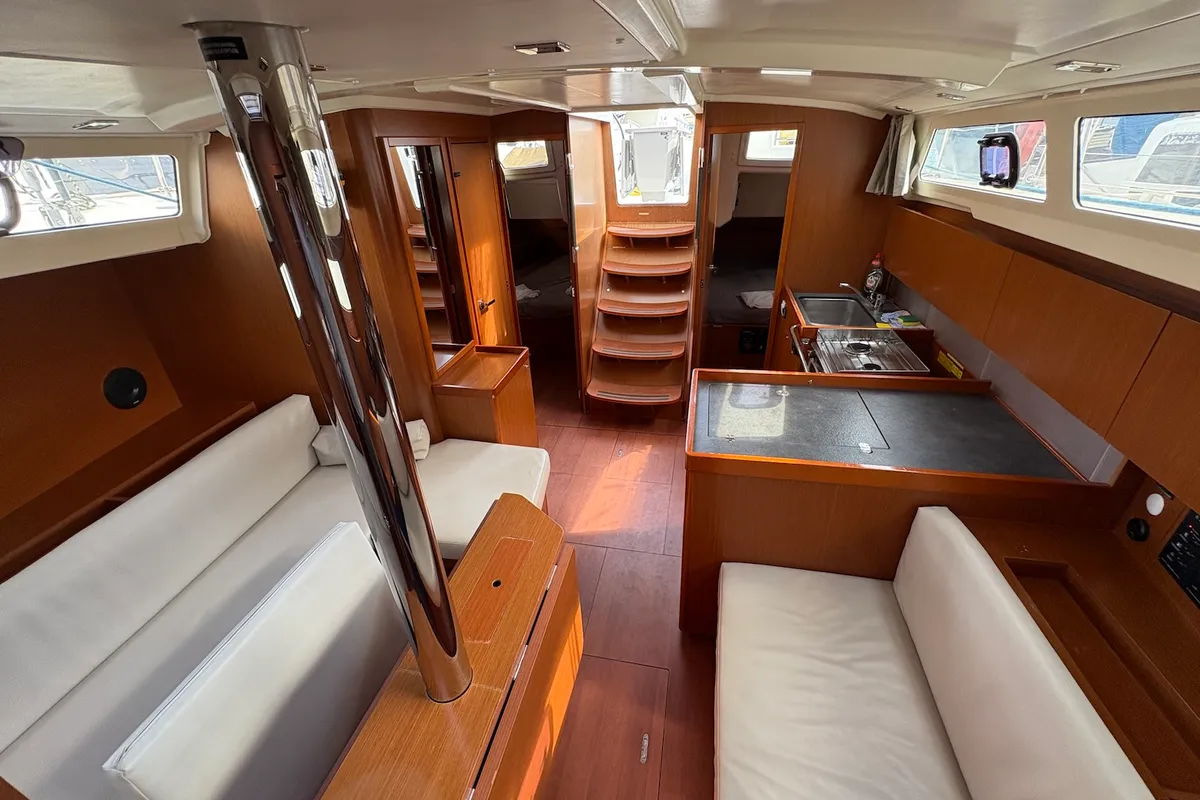 Salon of Simba, a Beneteau Oceanis 41.1 sailboat at Ibiza, Spain