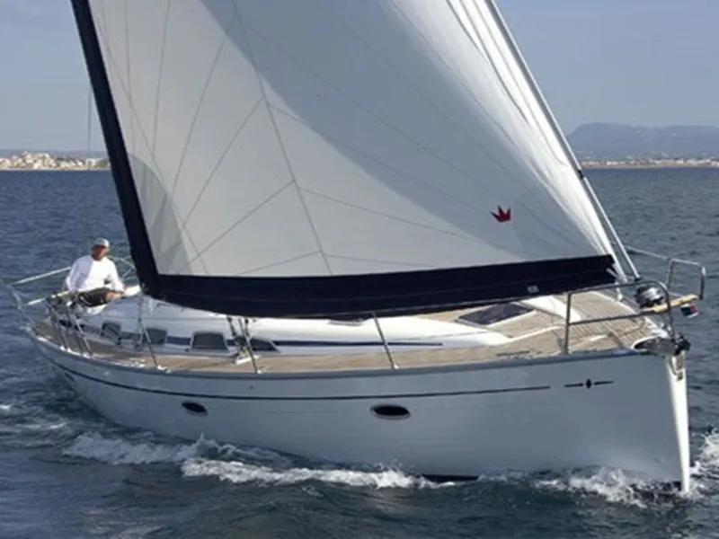 Exterior view of Yilki, a Bavaria 43 Cruiser sailboat at Fethiye, Turkey