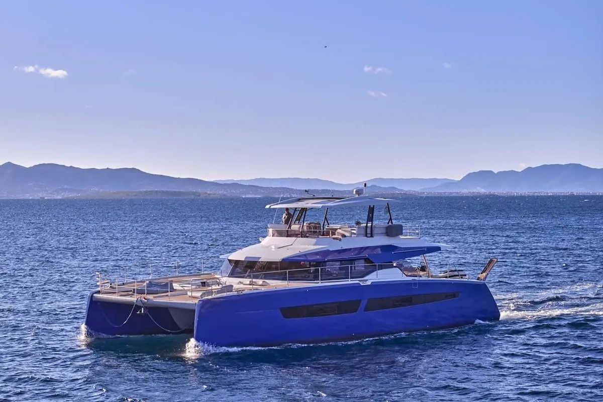 Majesty of Greece, a Fountaine Pajot Power 67 catamaran at Municipal Unit of Nea Peramos, Greece