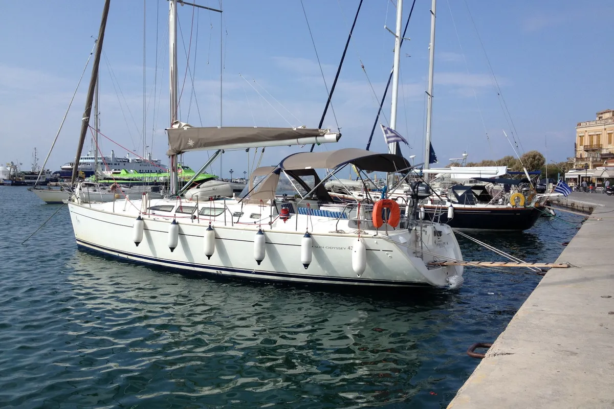 Penelope K, a Jeanneau Sun Odyssey 43 sailboat at Athens, Greece