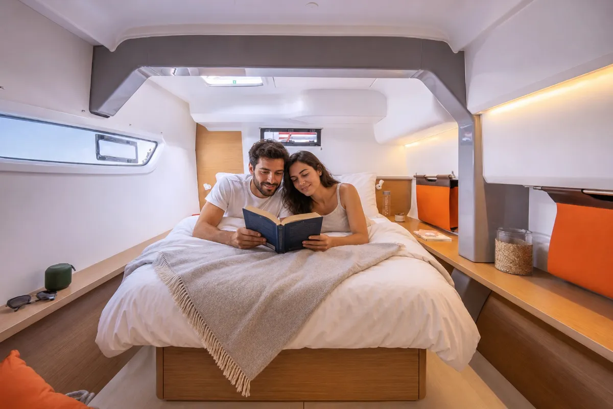Cabin on Bossa Nova, a Excess 14 catamaran at Msida, Malta