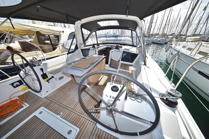 Cockpit of Dalmatinka, a Beneteau Oceanis 41.1 sailboat at Grad Biograd na Moru, Croatia