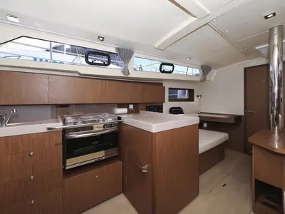 Galley of Dalmatinka, a Beneteau Oceanis 41.1 sailboat at Grad Biograd na Moru, Croatia