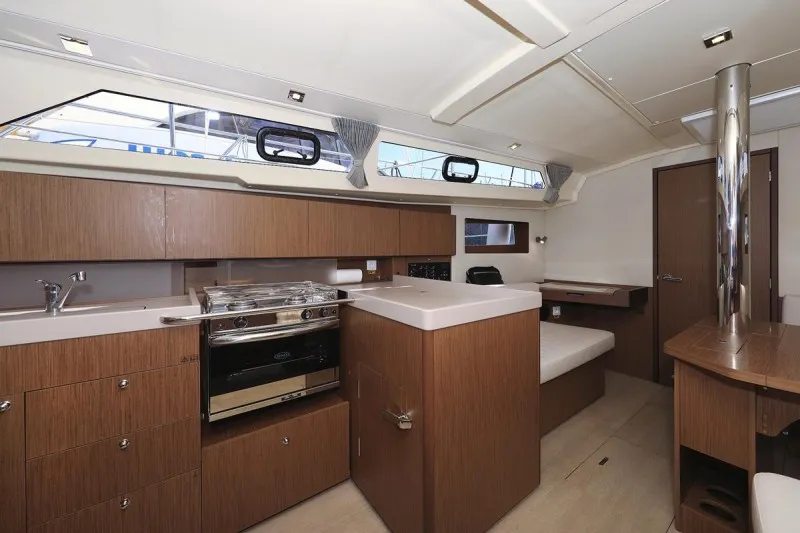 Galley of Dalmatinka, a Beneteau Oceanis 41.1 sailboat at Grad Biograd na Moru, Croatia
