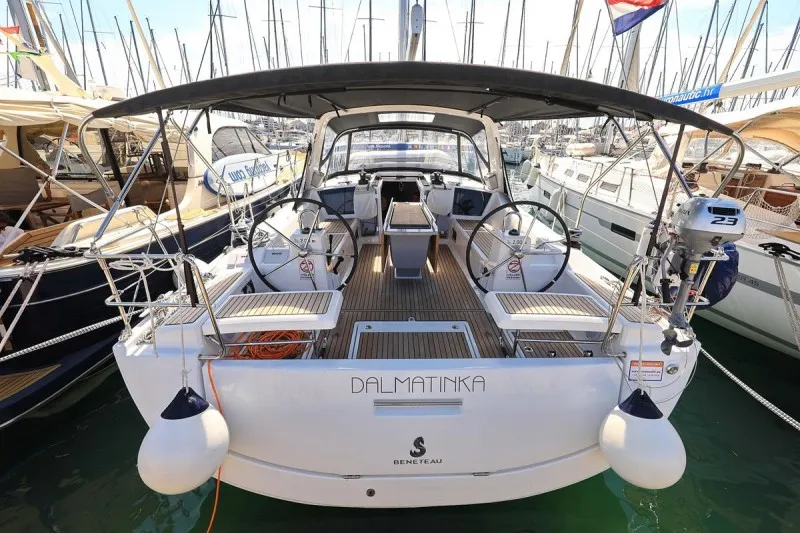 Exterior view of Dalmatinka, a Beneteau Oceanis 41.1 sailboat at Grad Biograd na Moru, Croatia