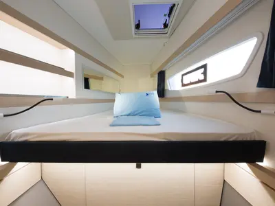 Cabin on Sunrise, a Fountaine Pajot Lucia 40 catamaran at Marmaris, Turkey