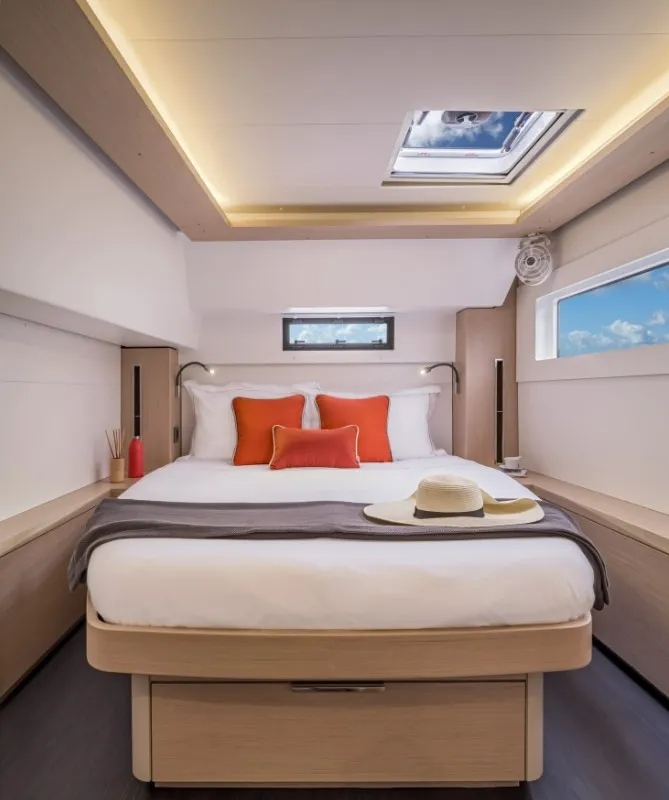 Cabin on Thalasea, a Lagoon 46 catamaran at Kontokali, Greece