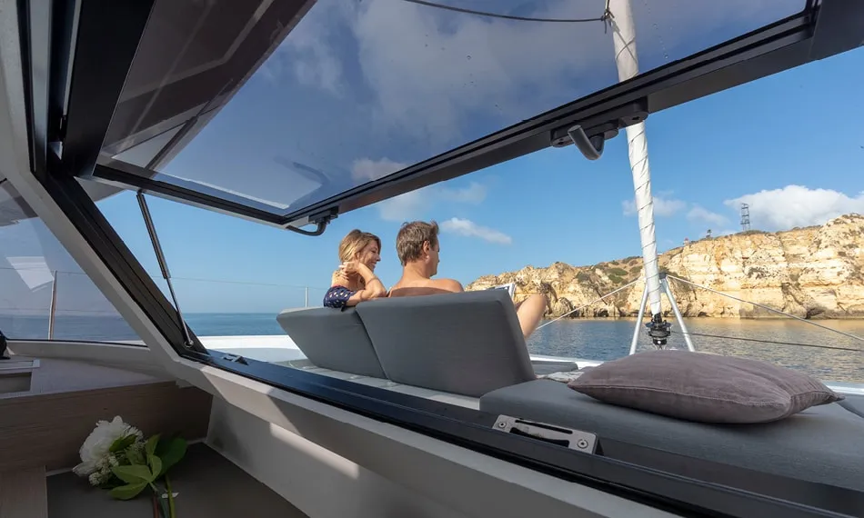 Deck of Arete, a Fountaine Pajot Elba 45 catamaran at Road Town, British Virgin Islands
