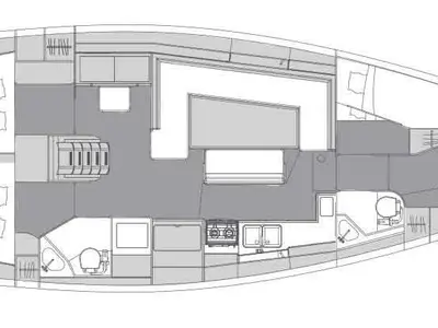 Floor plan of Corgi, a Elan Impression 45.1 sailboat at Cannigione, Italy