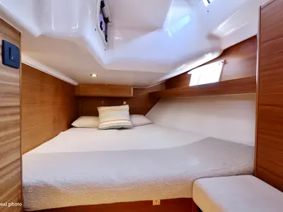 Cabin on Corgi, a Elan Impression 45.1 sailboat at Cannigione, Italy
