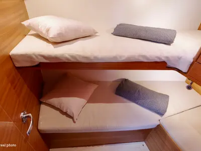 Cabin on Corgi, a Elan Impression 45.1 sailboat at Cannigione, Italy