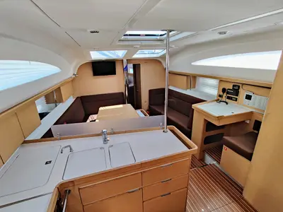 Galley of Aciano, a Elan Impression 45 sailboat at Sukošan, Croatia