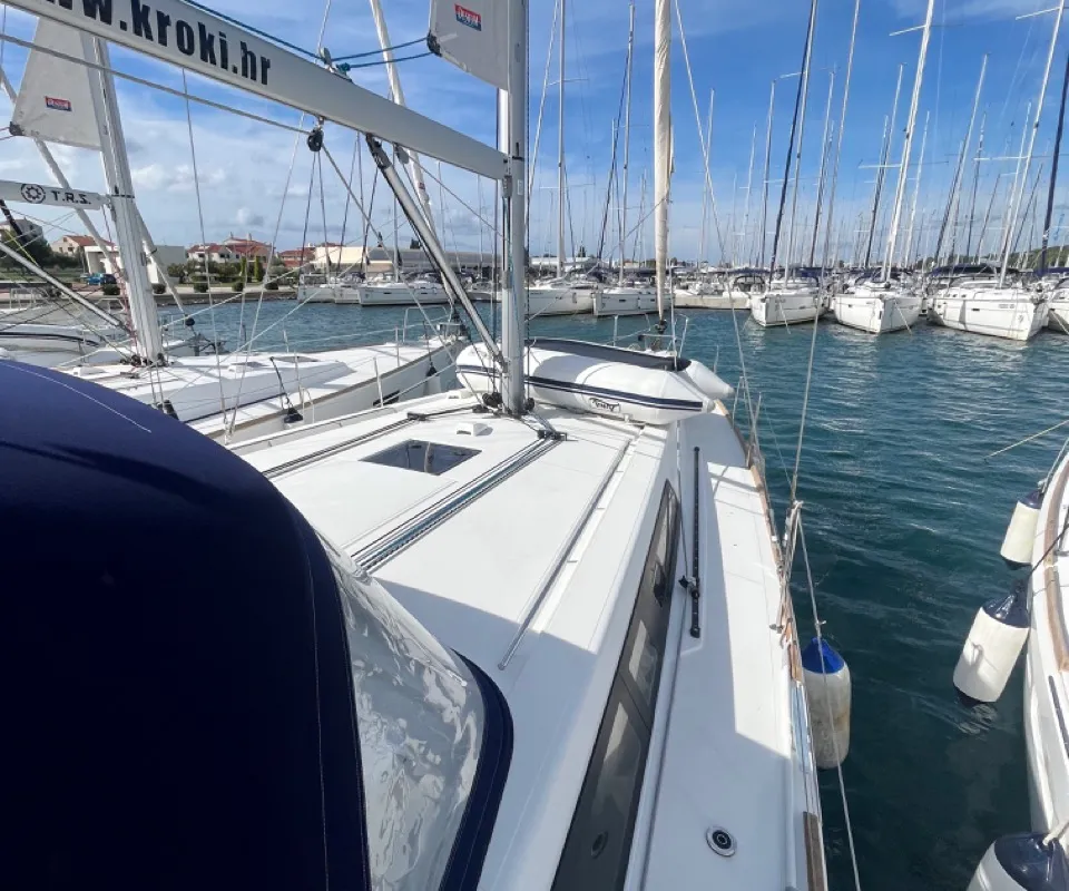 Exterior view of Vesna, a Beneteau Oceanis 45 sailboat at Sukošan, Croatia