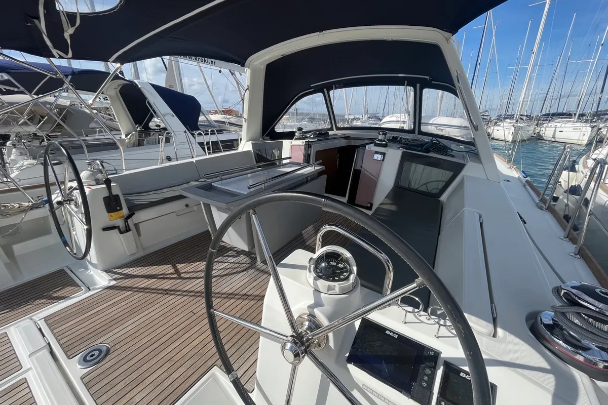 Cockpit of Vesna, a Beneteau Oceanis 45 sailboat at Sukošan, Croatia