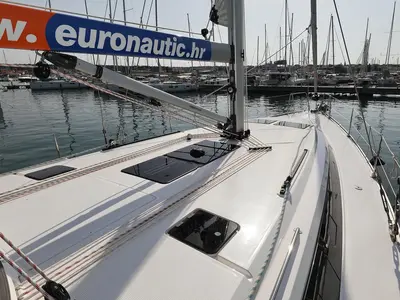 Deck of Summer Jazz, a Bavaria Cruiser 46 sailboat at Biograd na Moru, Croatia