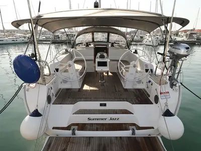 Cockpit of Summer Jazz, a Bavaria Cruiser 46 sailboat at Biograd na Moru, Croatia