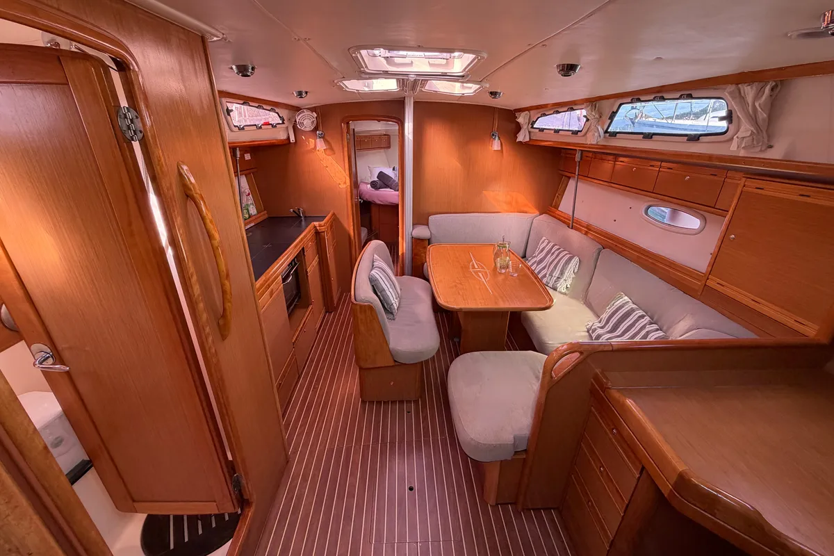 Salon of BUNNY GIRL, a Bavaria Cruiser 40 sailboat at Municipal Unit of Ellomenos, Greece