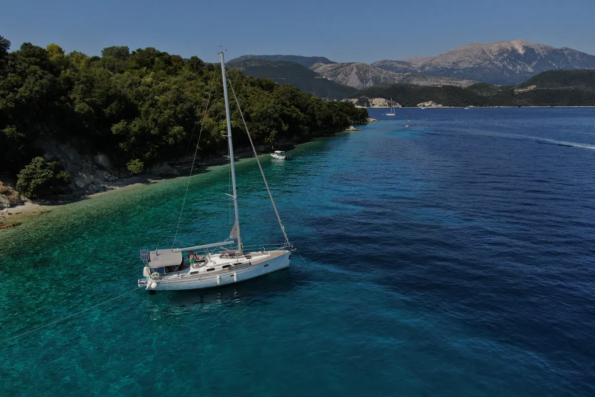 Exterior view of BUNNY GIRL, a Bavaria Cruiser 40 sailboat at Municipal Unit of Ellomenos, Greece