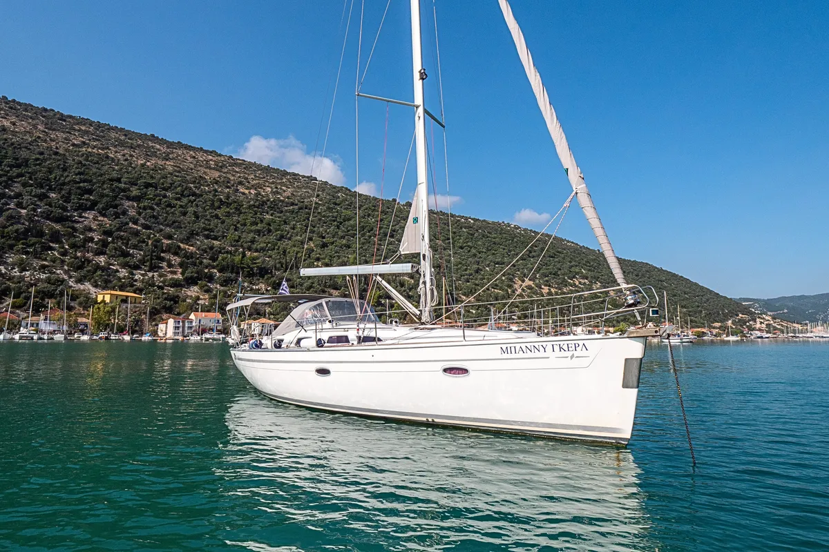 Exterior view of BUNNY GIRL, a Bavaria Cruiser 40 sailboat at Municipal Unit of Ellomenos, Greece