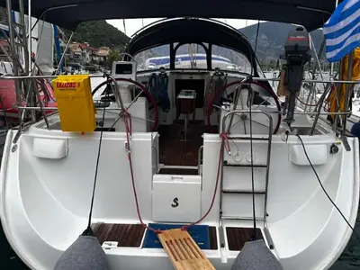 Cockpit of Chrysa M, a Beneteau Oceanis Clipper 473 sailboat at Municipal Unit of Lefkada, Greece
