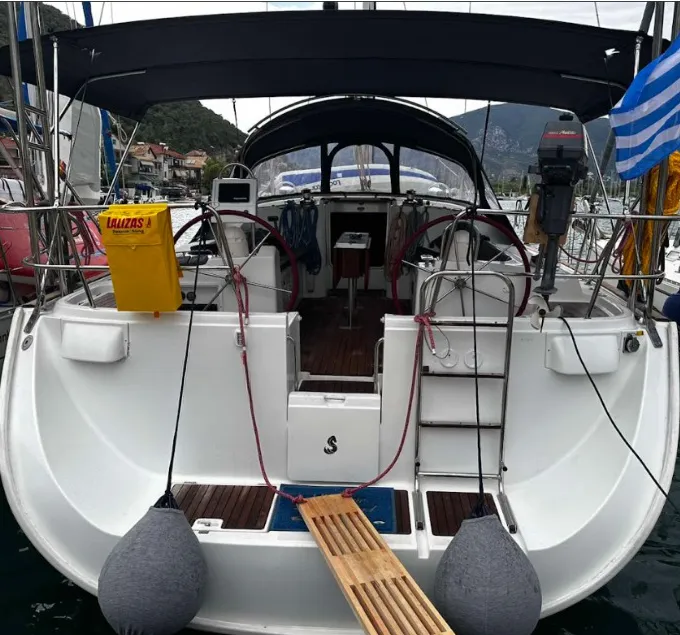 Cockpit of Chrysa M, a Beneteau Oceanis Clipper 473 sailboat at Municipal Unit of Lefkada, Greece
