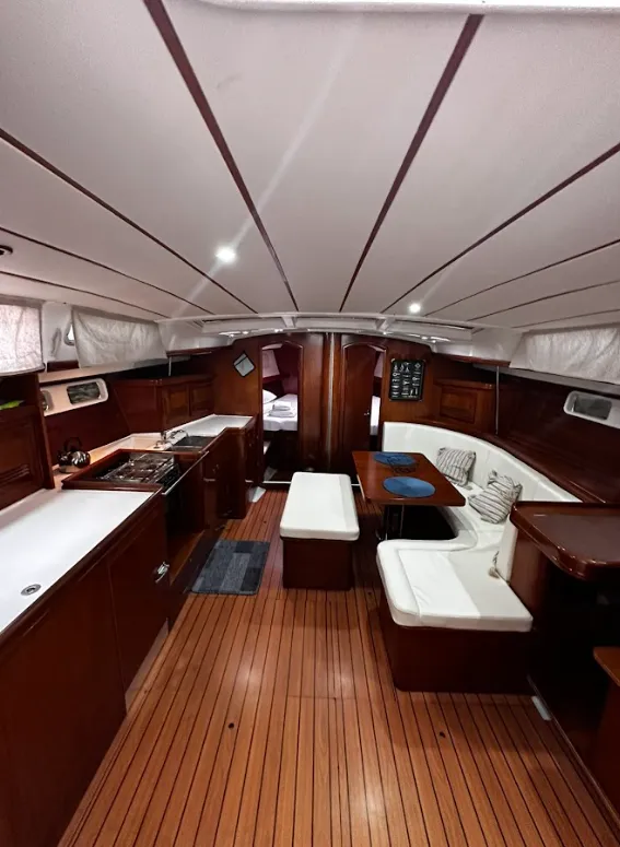 Salon of Chrysa M, a Beneteau Oceanis Clipper 473 sailboat at Municipal Unit of Lefkada, Greece