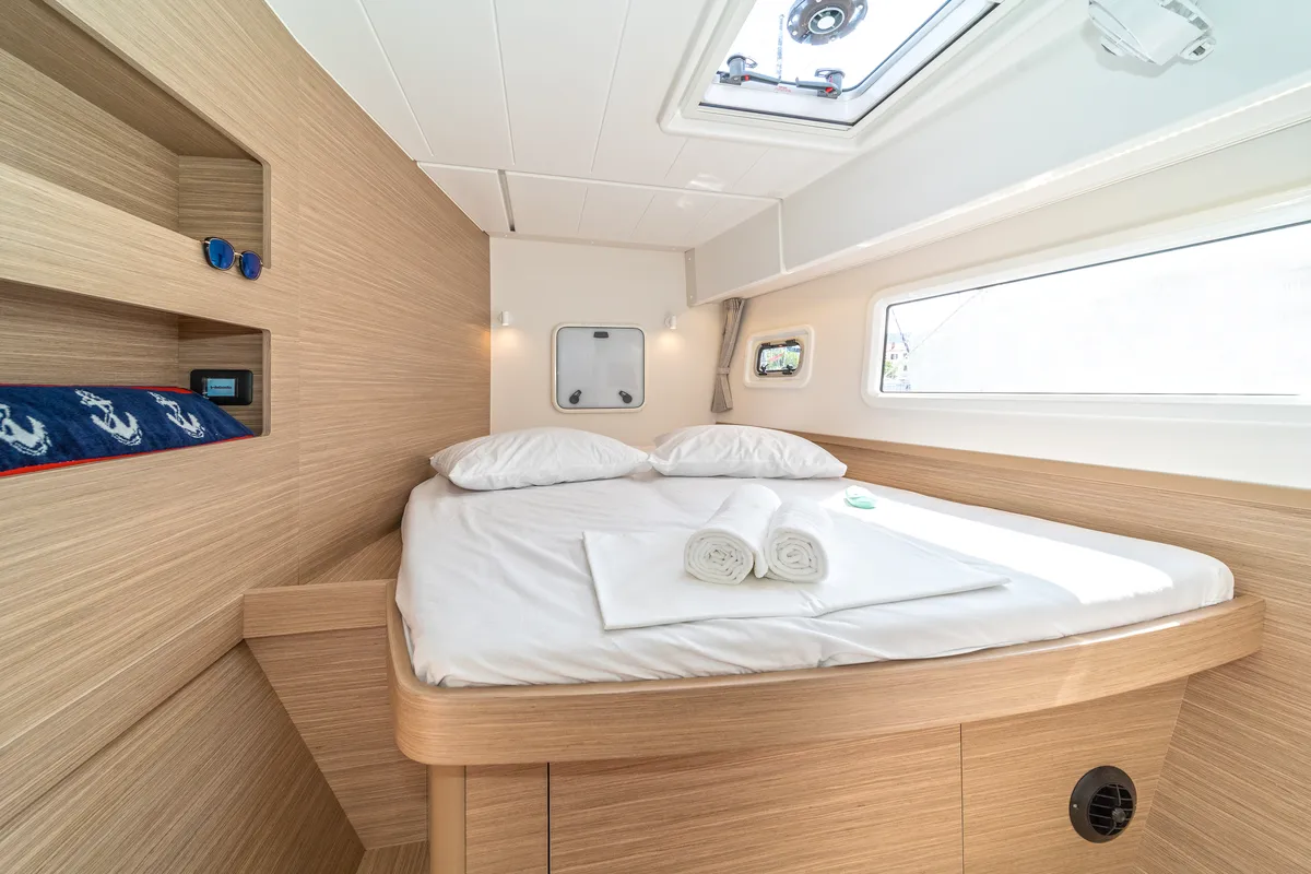 Cabin on First Dance, a Lagoon 42 catamaran at Skradin, Croatia