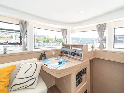Salon of First Dance, a Lagoon 42 catamaran at Skradin, Croatia