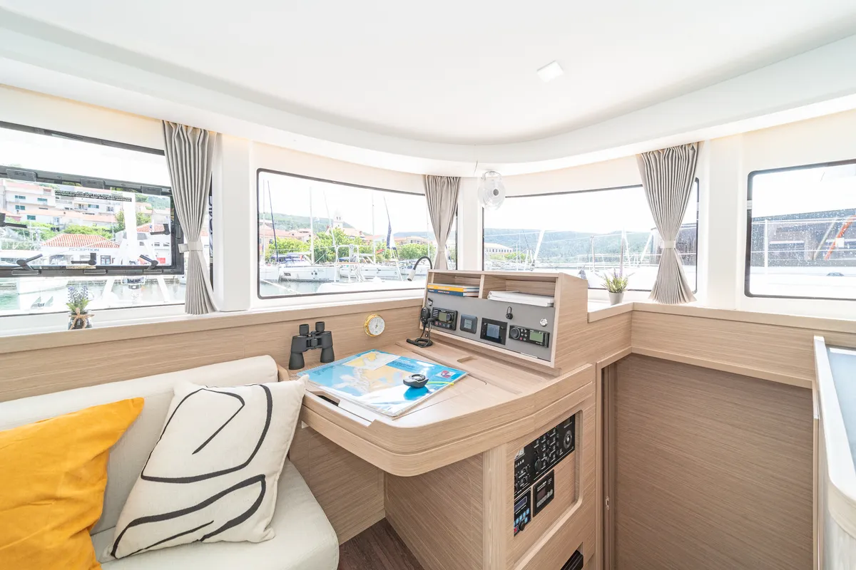 Salon of First Dance, a Lagoon 42 catamaran at Skradin, Croatia