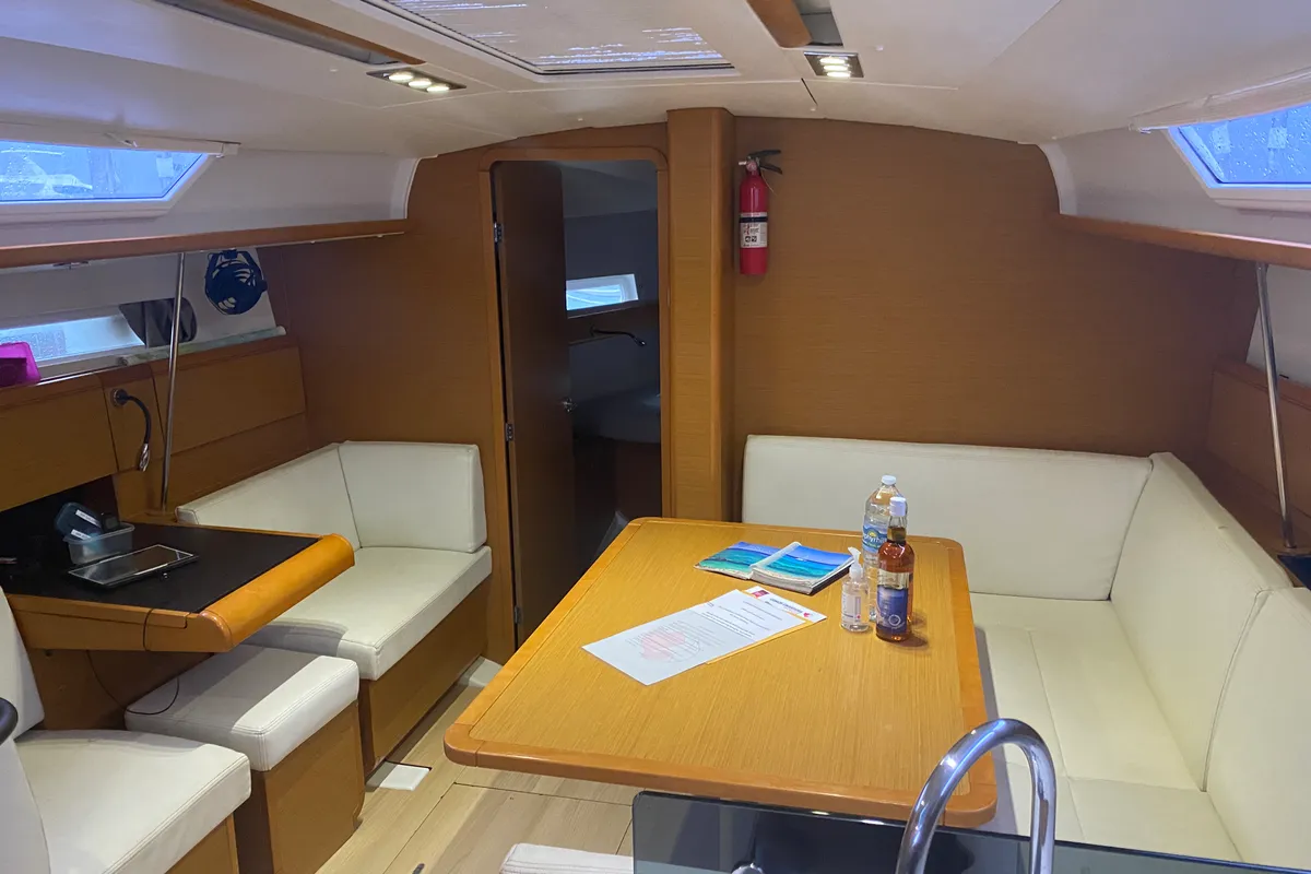 Salon of Sir Galahad II, a Jeanneau Sun Odyssey 409 sailboat at Road Town, British Virgin Islands