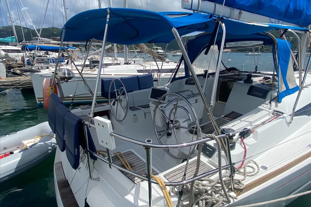 Cockpit of Sir Galahad II, a Jeanneau Sun Odyssey 409 sailboat at Road Town, British Virgin Islands